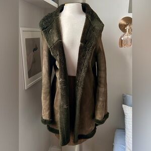 Olive Green Sheepskin Women's Coat